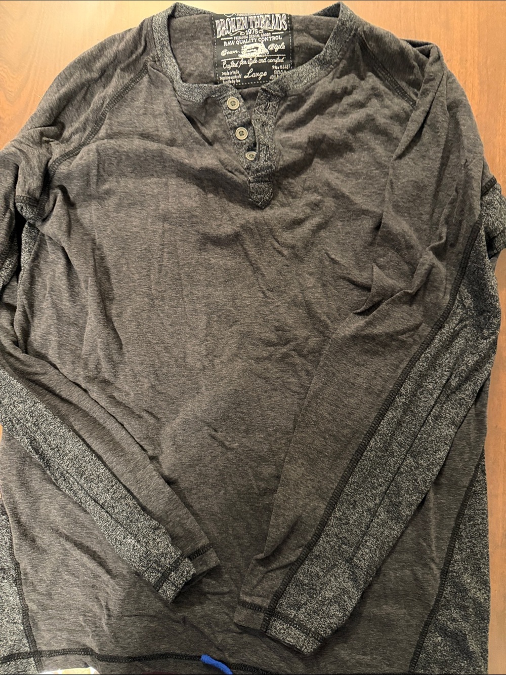 Broken Threads Charcoal Long-Sleeve Henley